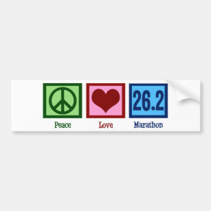 Peace Love 26.2 Marathon Runner Bumper Sticker