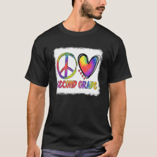 Peace Love 2nd Grade Tie Dye Teacher Student Back T-Shirt