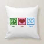 Peace Love 30th Birthday Cute Party Cushion<br><div class="desc">A peace sign,  heart,  and the number thirty. Cute 30th birthday gift.</div>