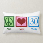 Peace Love 30th Birthday Cute Party Lumbar Cushion<br><div class="desc">A cute 30th birthday gift featuring a peace sign,  heart,  and the number thirty.</div>