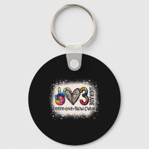 Peace Love 3rd Grade Girls Teacher Back To School Key Ring