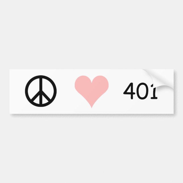 peace, love, 401 bumper sticker (Front)