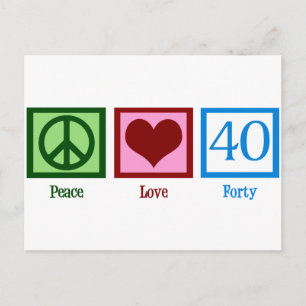 Peace Love 40th Birthday Cute Party Postcard