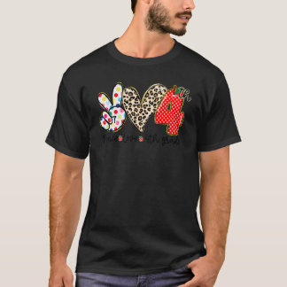 Peace Love 4th Grade Kids Student Teacher Back To T-Shirt