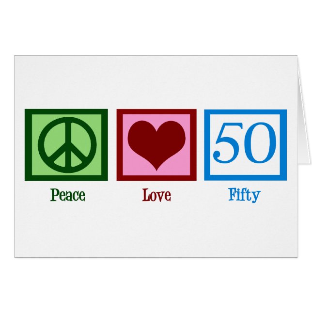 Peace Love 50th Birthday Card (Front Horizontal)