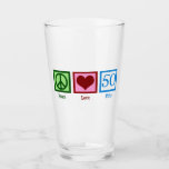 Peace Love 50th Birthday Cute Party Glass<br><div class="desc">Peace Love Fifty. A cute 50th birthday party gift for someone celebrating their fiftieth bday. A pretty peace sign,  heart,  and the number 50.</div>