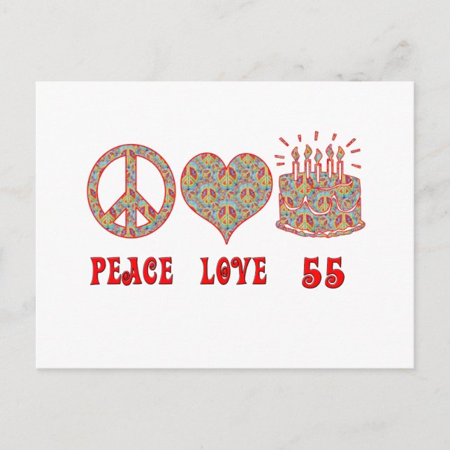 Peace Love 55 Postcard (Front)
