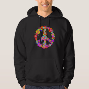 Peace Love 60 S 70 S Hippie Costume Colourful Flo Hoodie
