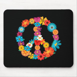 Peace Love 60's 70's Hippie Costume Colourful Fl Mouse Pad