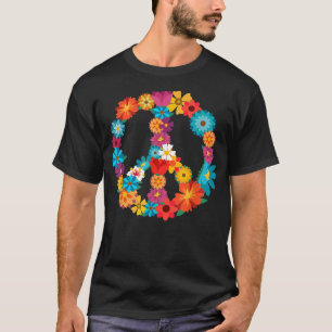 Peace Love 60's 70's Hippie Costume Colourful Fl T-Shirt
