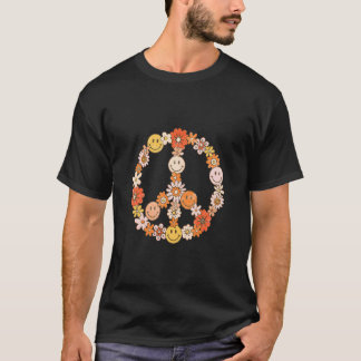 Peace Love 60's 70's Hippie Costume Colourful Flow T-Shirt