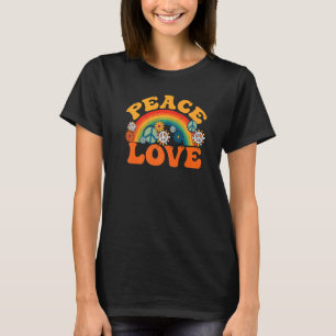 PEACE LOVE 60s 70s Tie Dye Groovy Rainbow Hippie C T-Shirt