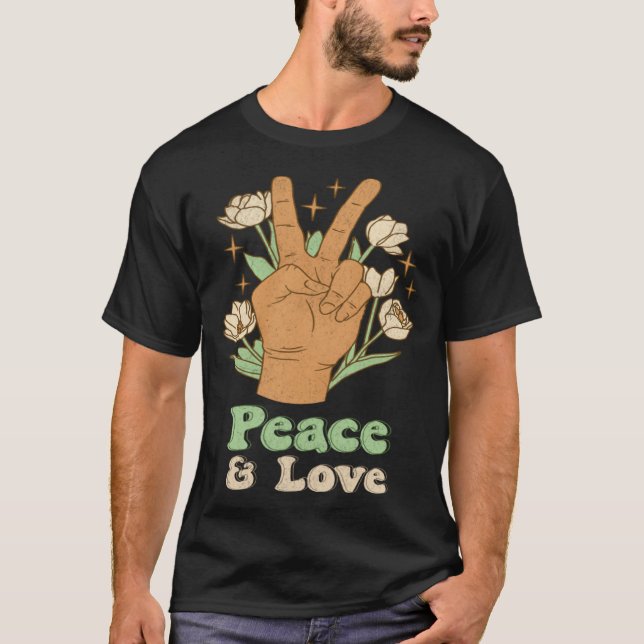 Peace & Love 60s 70s Tie Dye Hippie Costume Retro  T-Shirt (Front)