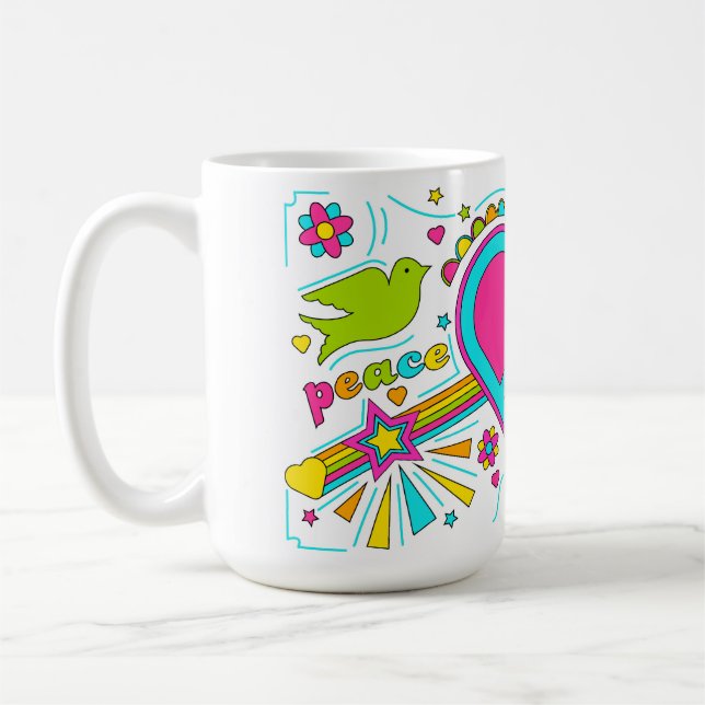 Peace & Love 70s Graffiti Mug (Left)