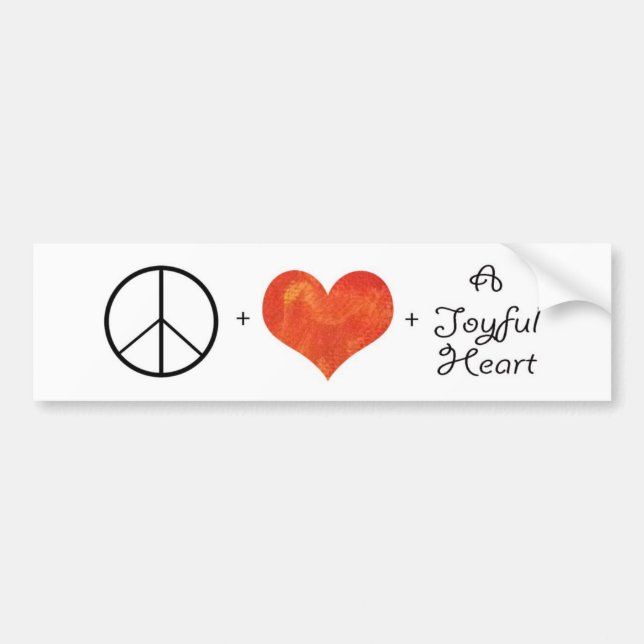 Peace, Love & a Joyful Heart Bumper Sticker (Front)