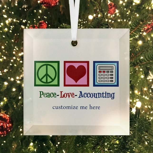Peace Love Accounting Custom Accountant Christmas Glass Tree Decoration (Creator Uploaded)