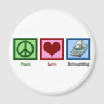 Peace Love Accounting Magnet<br><div class="desc">A peace sign,  heart,  and a calculator for a good accountant. A CPA would love this gift.</div>