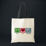 Peace Love Accounting Tote Bag<br><div class="desc">A peace sign,  heart,  and a calculator for a good accountant. A CPA would love this gift.</div>