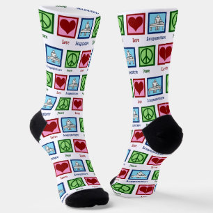 Peace Love Acupuncture Cute Acupuncturist Socks