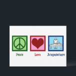 Peace Love Acupuncture Cute Christmas Holiday Card<br><div class="desc">A cool acupuncturist holiday card featuring a pretty green peace sign,  cute red heart,  and a person practicing wellness and pain treatment through acupuncture. Peace Love Acupuncture Christmas cards.</div>