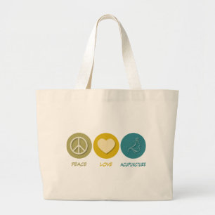 Peace Love Acupuncture Large Tote Bag