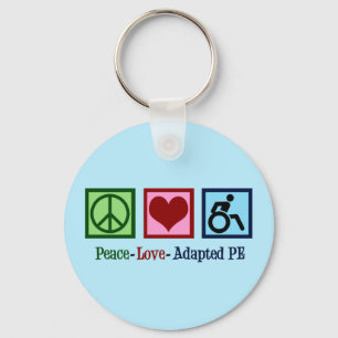 Peace Love Adapted PE Teacher Key Ring