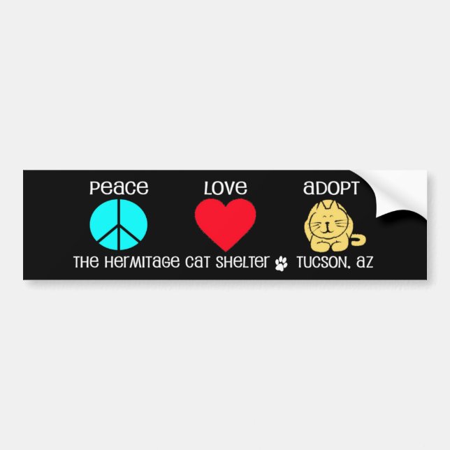 Peace, Love, Adopt- Bumper Sticker (Front)