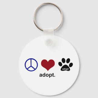 Peace, Love, Adopt Key Ring