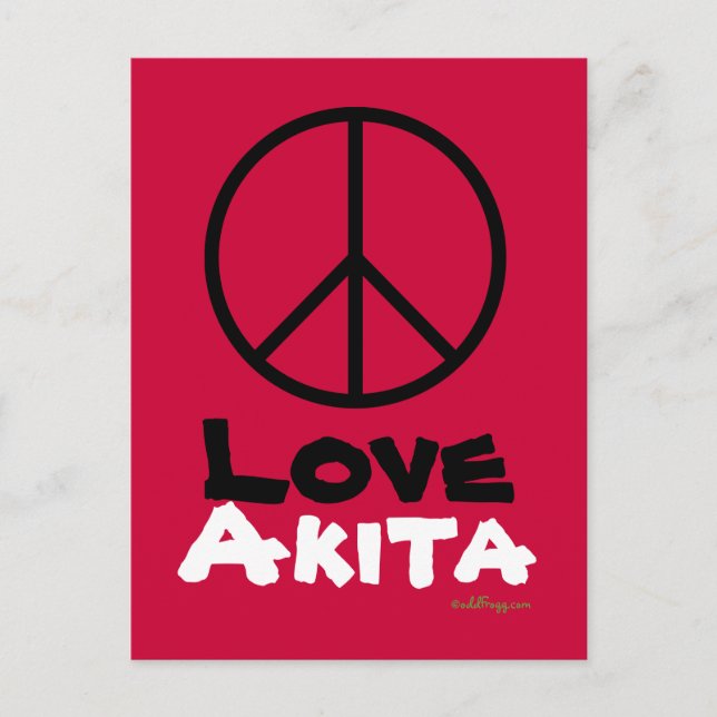 Peace Love Akita Postcard (Front)