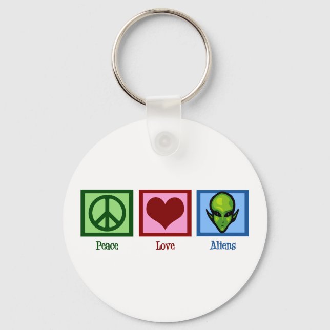 Peace Love Aliens Key Ring (Front)