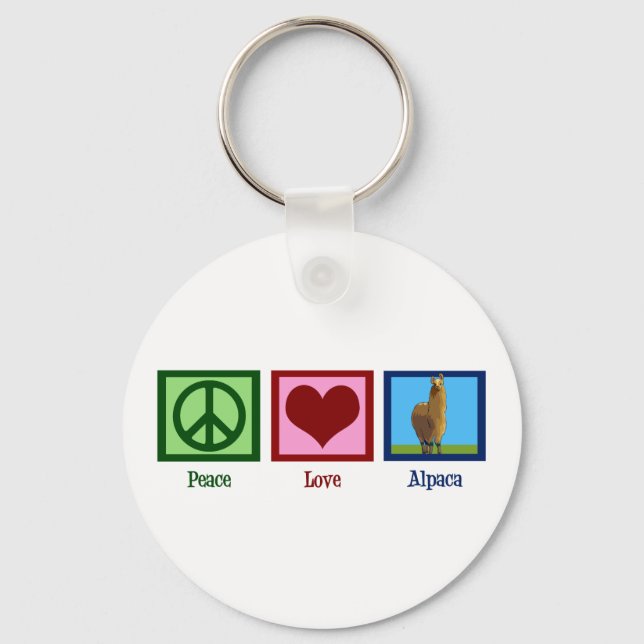 Peace Love Alpaca Key Ring (Front)