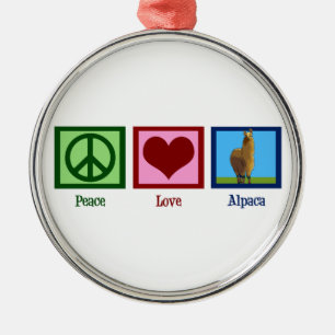 Peace Love Alpaca Metal Tree Decoration