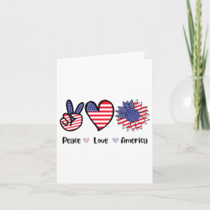 Peace Love America 4th July Patriotic Sunflower He Card