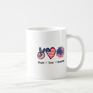 Peace Love America 4th July Patriotic Sunflower He Coffee Mug