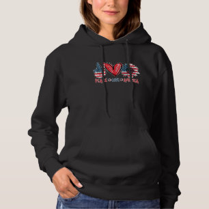 Peace Love America 4th July Patriotic Sunflower He Hoodie