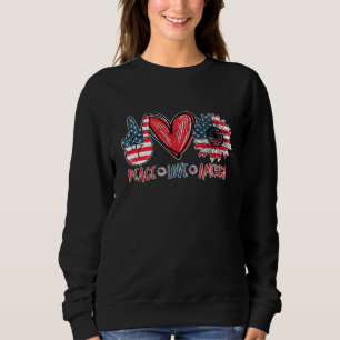 Peace Love America 4th July Patriotic Sunflower He Sweatshirt