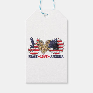 Peace Love America 4th of July Patriotic Gift Tags