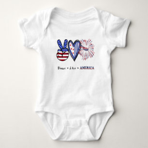Peace-Love-America Baby Bodysuit