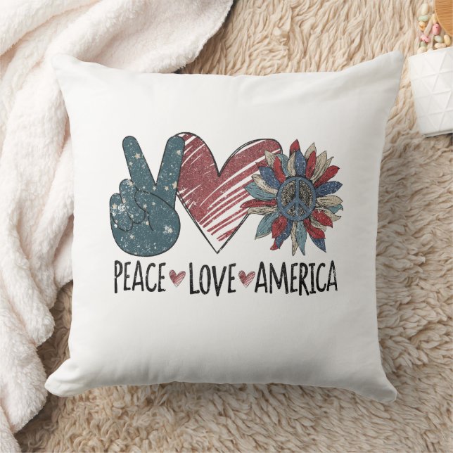 Peace Love America Cushion (Blanket)