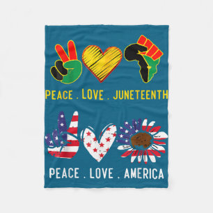 Peace love america juneteenth pride black girl 4th fleece blanket