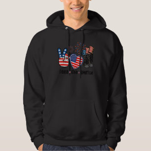 Peace Love America Messy Bun American Flag 4th Of Hoodie