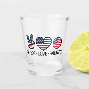 Peace Love America Patriotic Flag Design Shot Glass