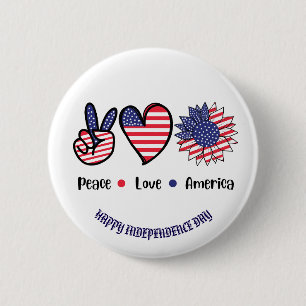 "Peace Love America" Patriotic Symbols Custom 6 Cm Round Badge