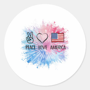 Peace Love America Tie Dye 4th Of July Patriotic F Classic Round Sticker