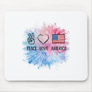 Peace Love America Tie Dye 4th Of July Patriotic F Mouse Pad