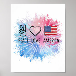 Peace Love America Tie Dye 4th Of July Patriotic F Poster