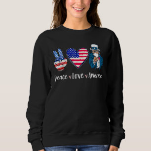 Peace Love America Uncle Sam In A Mask USA Flag 4t Sweatshirt