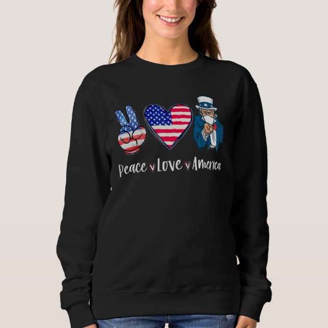 Peace Love America Uncle Sam In A Mask USA Flag 4t Sweatshirt (Front)