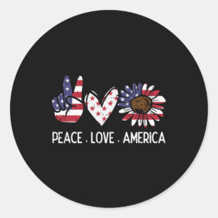 Peace Love America Us Flag Fourth Womens 4th Of Ju Classic Round Sticker