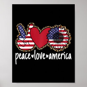 Peace Love America Usa Patriotic 4th Of July Women Poster